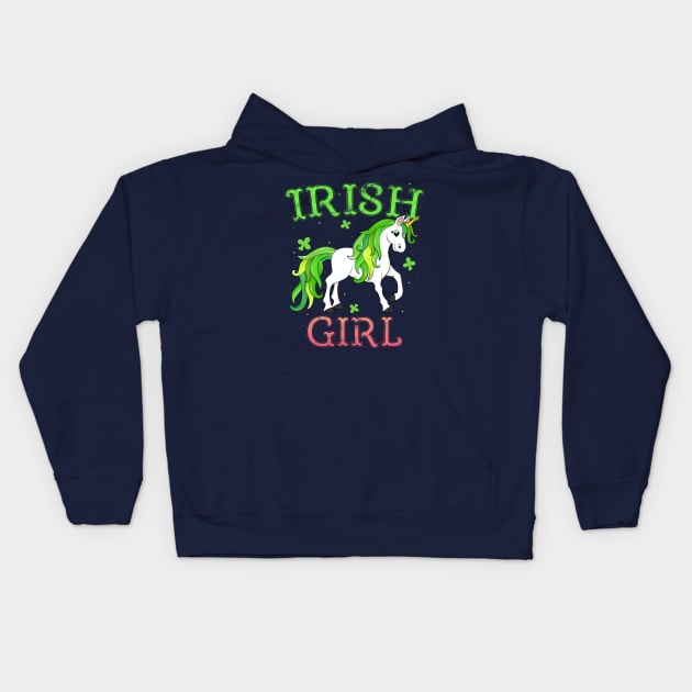 Irish Girl Leprechaun Unicorn T-Shirt St Patricks Day Kids Kids Hoodie by 14thFloorApparel